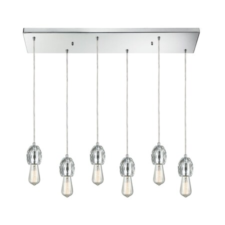 Elk Lighting Socketholder 6-Light Rectangular Pendant Fixture in Polished Chrome 33220/6RC